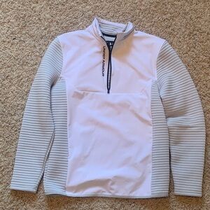 Under Armour White and Gray Half-Zip Top